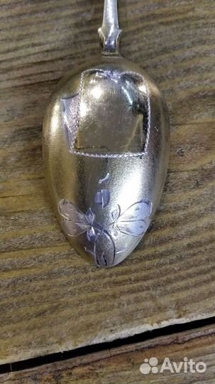 Ложка чайная серебряная 84 проба позолоченая