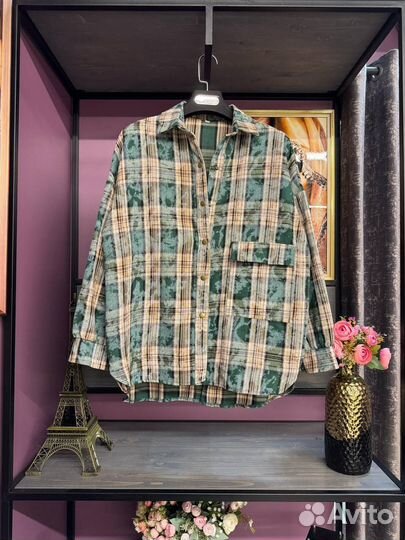 Рубашка в клетку оверсайз женская