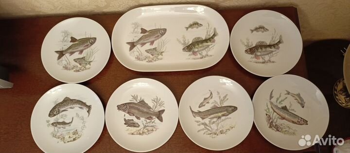 Сервиз ГДР, рыбы, фарфор, kahla