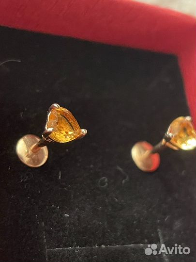 Серебряные серьги с цитрином