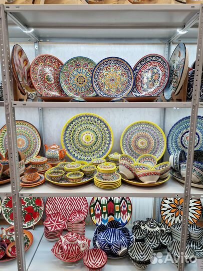 Риштанская, Узбекская посуда, ляган, пиала, косы