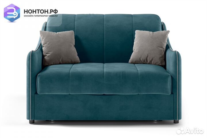 Диван аккордеон Эско синий / серо-бежевый