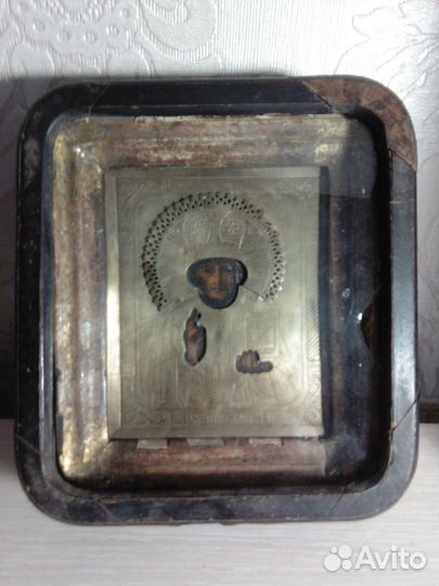 Старинные иконы Николай Чудотворец Штихель Киот