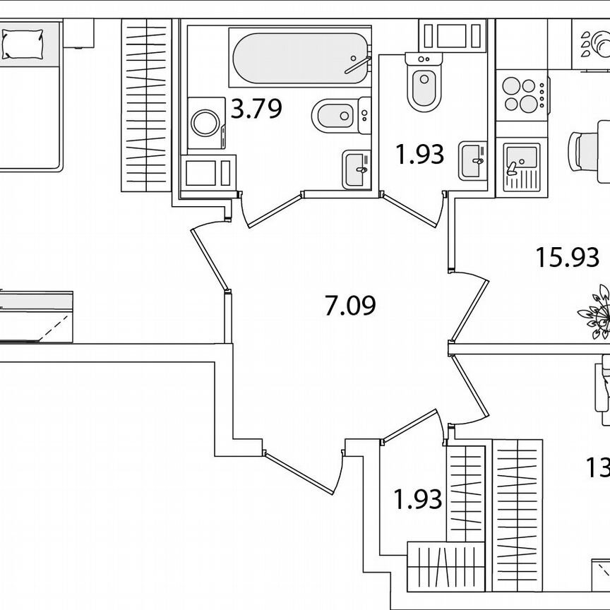 2-к. квартира, 63,9 м², 3/9 эт.