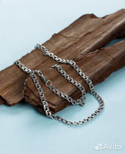 Мужская серебрянная цепь на шею, 50 см, 925 проба