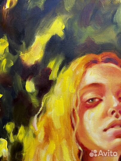 Картина маслом светлая девушка солнце лето