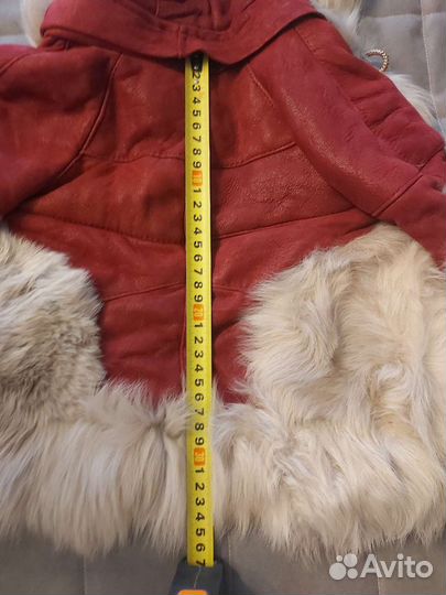 Дубленка детская для девочки с капюшоном