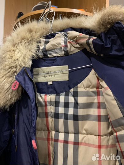 Зимний пуховик burberry с капюшоном