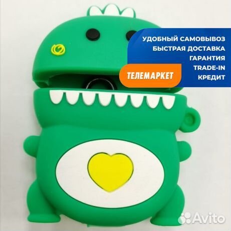 Силиконовый чехол для Apple AirPods (Зеленый Зубас