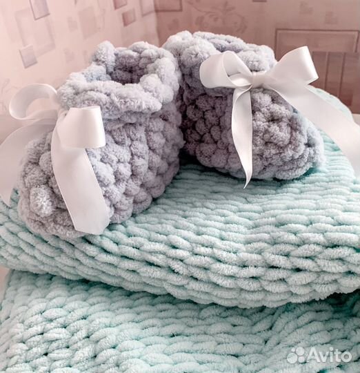 Пинетки вязаные для новорожденных, теплые носочки