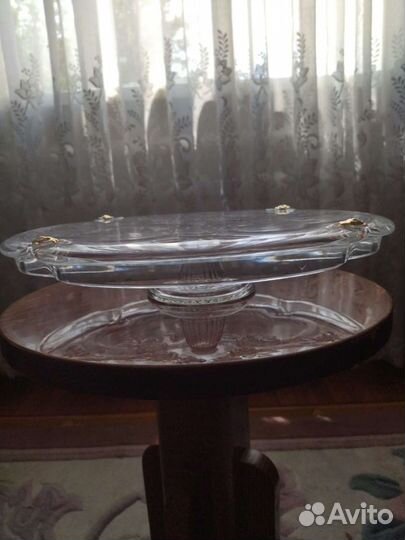 Ваза, тортница из Богемского стекла. Чехия