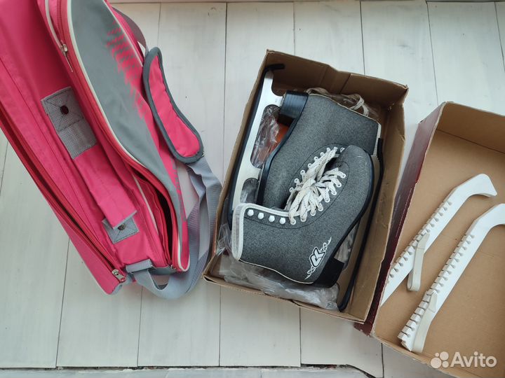 Коньки фигурные 36 размер + рюкзак + чехлы для лез