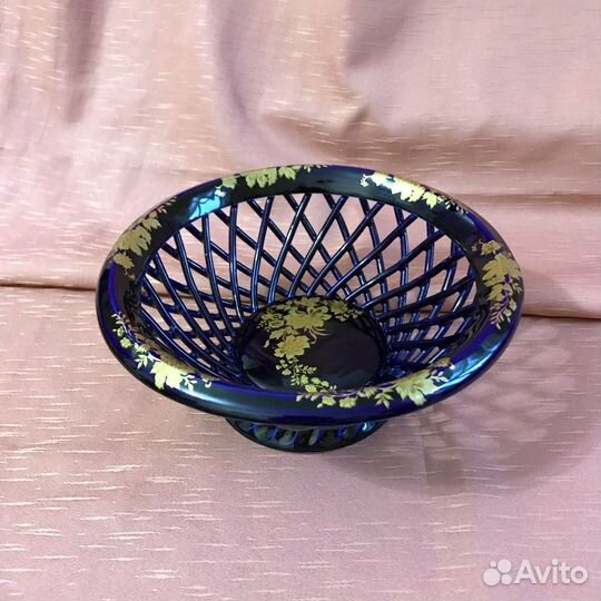 Конфетница-фруктовница ажурная, кобальт