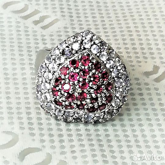 Кольцо серебро танзанит, родолит раз.18,5 К145