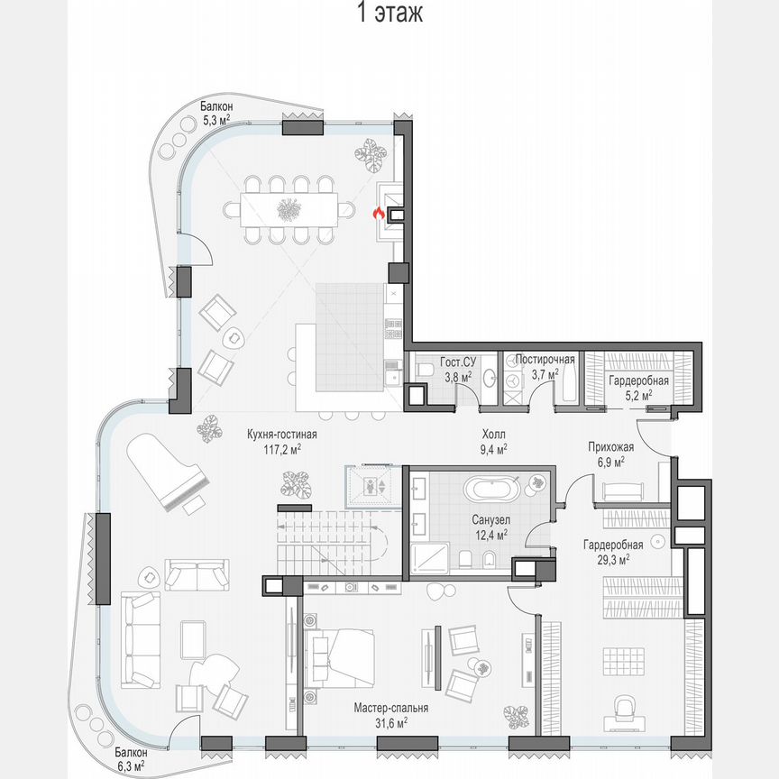 4-к. квартира, 116,1 м², 7/14 эт.