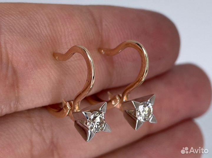 Золотые серьги с бриллиантами 0.5 ct