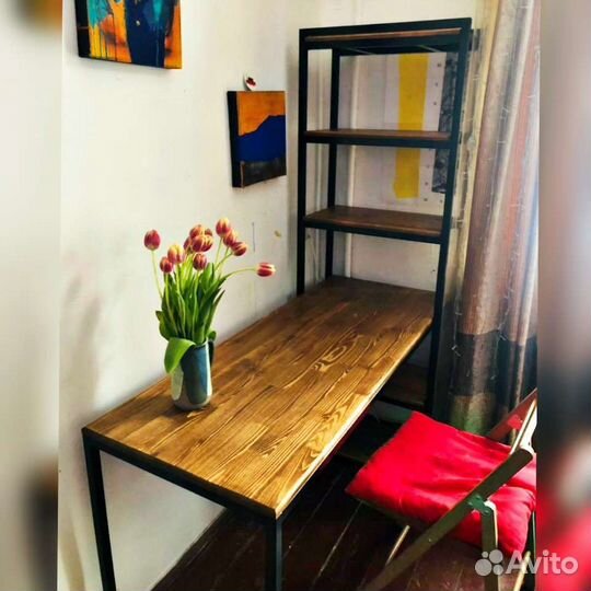 Компьютерный стол со стеллажом, стеллаж со столом