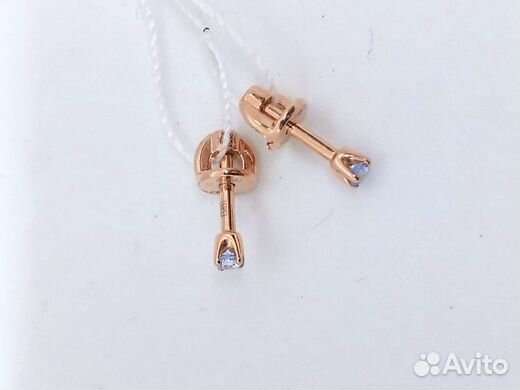 Серьги с синтетическим камнем Золото