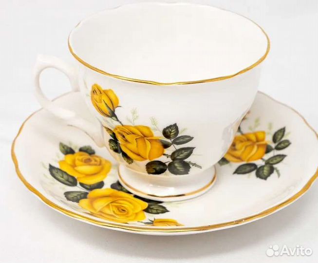 Чашка Роял Вэйл, жёлтые розы, винтаж, Англия