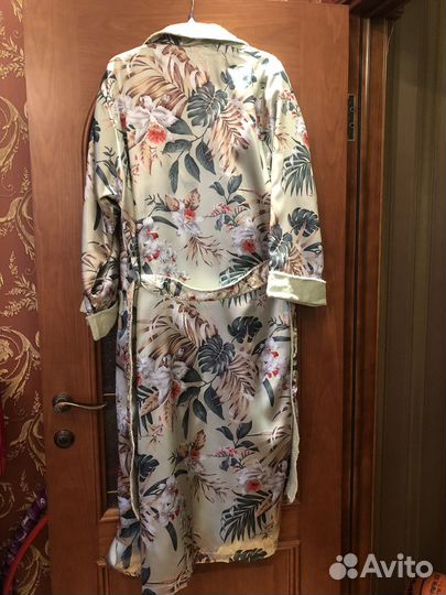 Халат женский шелковый теплый