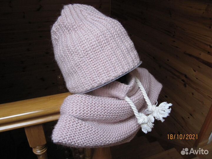 Ккомплект снуд+шапка, тепл. замш шапка