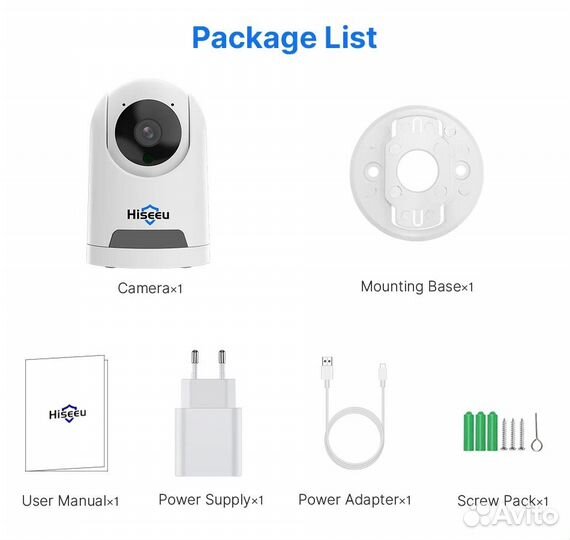 Камера видеонаблюдения wifi Hiseeu 2K (Монтаж)