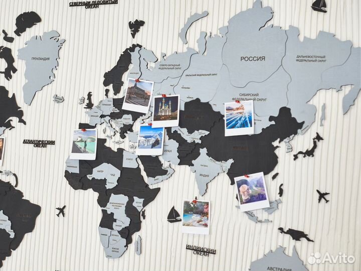 Деревянная карта мира ручной работы