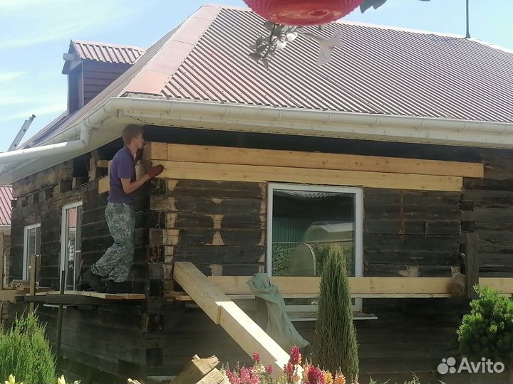 Замена венцов, подъём дома. Строительство. Кровля
