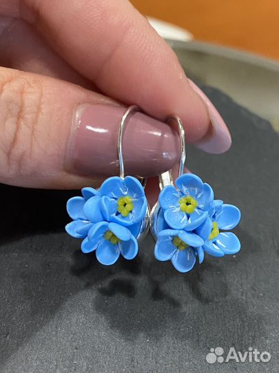 Серьги незабудки