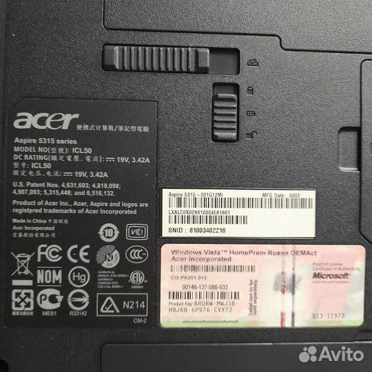 Ноутбук acer Aspire 5315-201G12Mi-Б/У