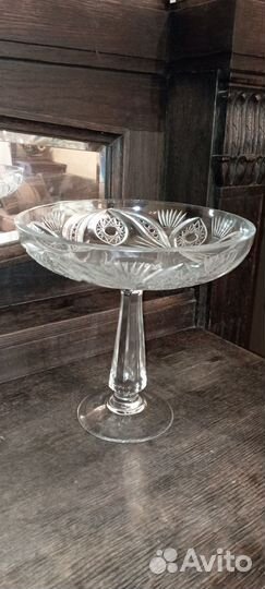 Ваза винтаж хрусталь СССР на высокой ножке