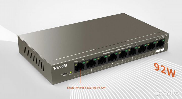 Коммутаторы PoE Tenda teg1109p-8-102W