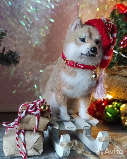 Сиба ину фигурка сухое валяние