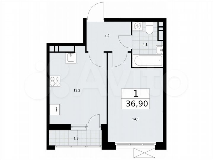 1-к. квартира, 36,9 м², 12/16 эт.