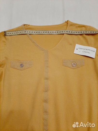 Кашемировый свитер горчичный (М)