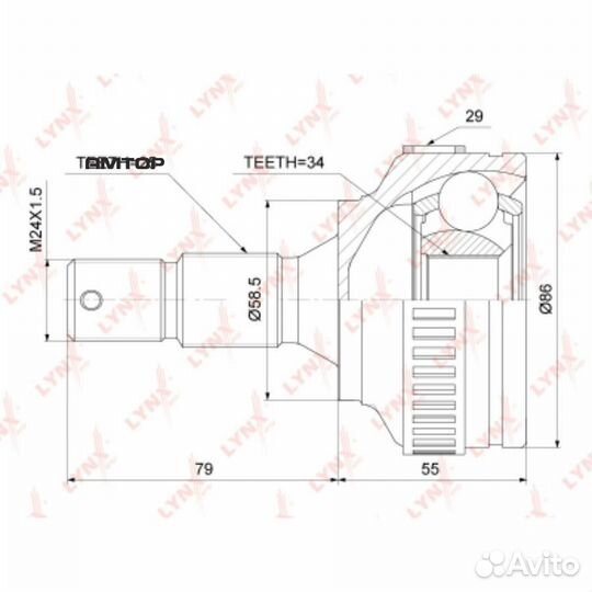 Lynxauto CO3914A шрус внешний перед прав/лев