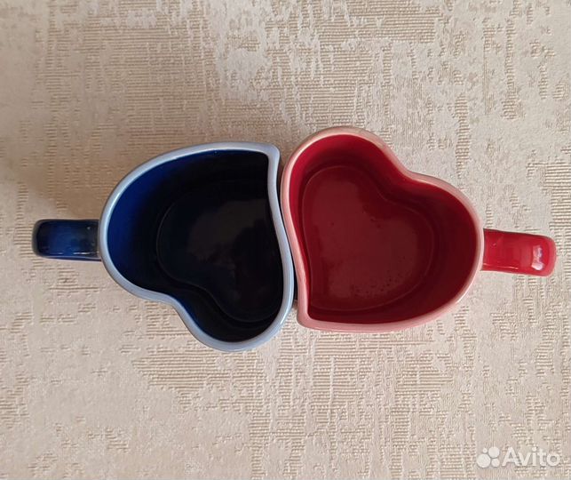 Кружки, форма сердце, пара, новые