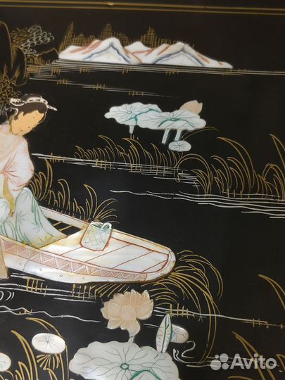 Настенное панно перламутр черный лак Китай