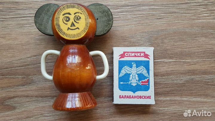 Игрушка СССР Чебурашка сувенир дерево