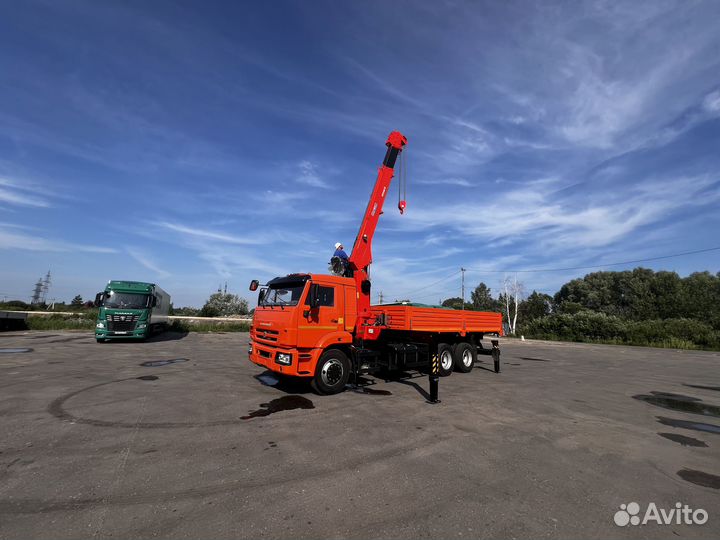 Бортовой грузовик КАМАЗ 65115 с КМУ Kanglim, 2024