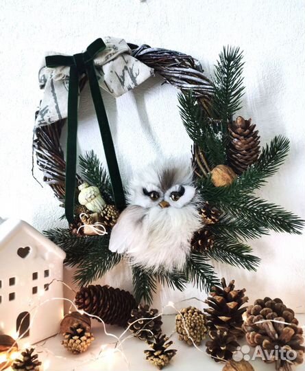 Новогодний венок, подсвечник новый год декор