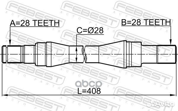 Полуось правая 28X408X28 подходит для KIA carni