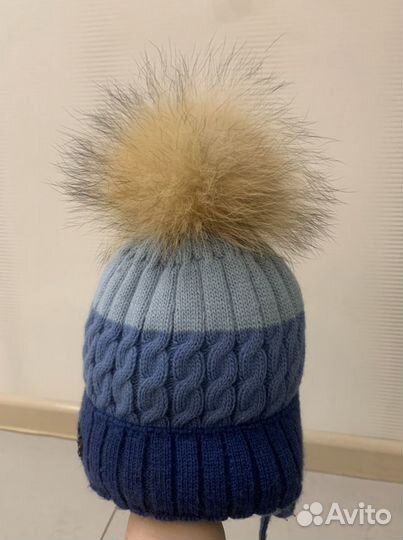 Очень теплая шапка с помпоном размер 48-50