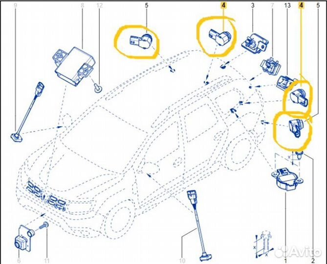 Датчик парктроник задний Renault Duster HJD