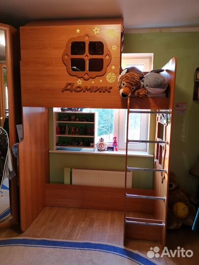Кровать чердак домик с матрасом 160х70