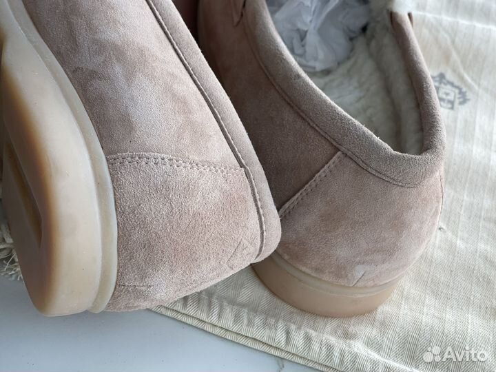 Лоферы loro piano зимние замшевые с овчиной