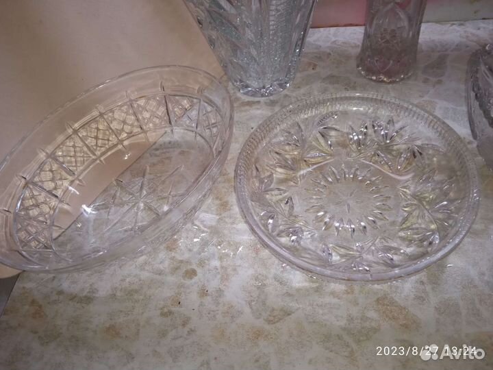 Хрусталь СССР ваза, конфетница, лодочка