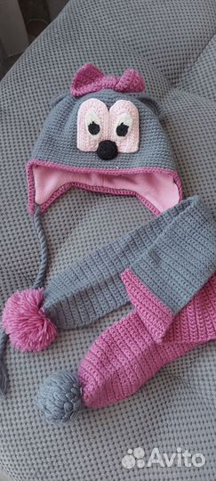 Комплект шапка, шарф ручной работы