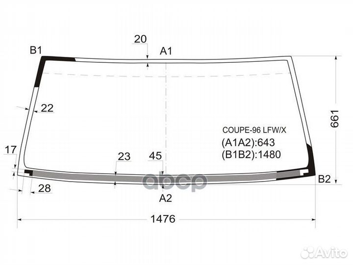 Стекло лобовое с обогревом щеток в клей mitsubi