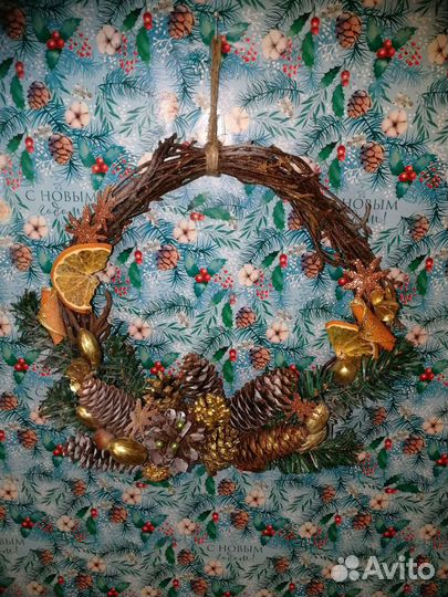 Новогодний Эко венок, поделка для детского сада